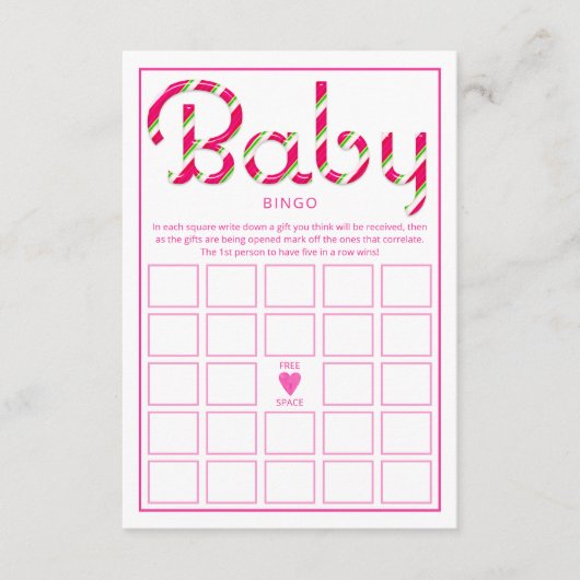 Jeu de carte de Baby shower de Père Noël rose (Devant)