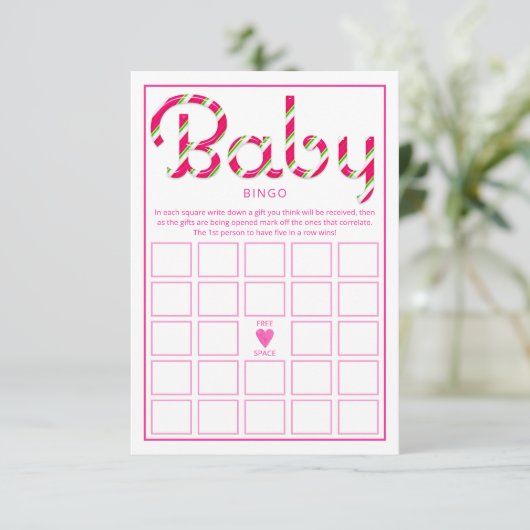 Jeu de carte de Baby shower de Père Noël rose (Debout devant)