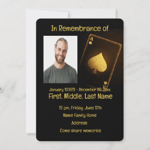 Jeu de carte de poker Invitation Memorial Service