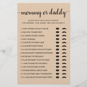 Jeu de carte pour Baby Shower « Maman ou Papa »