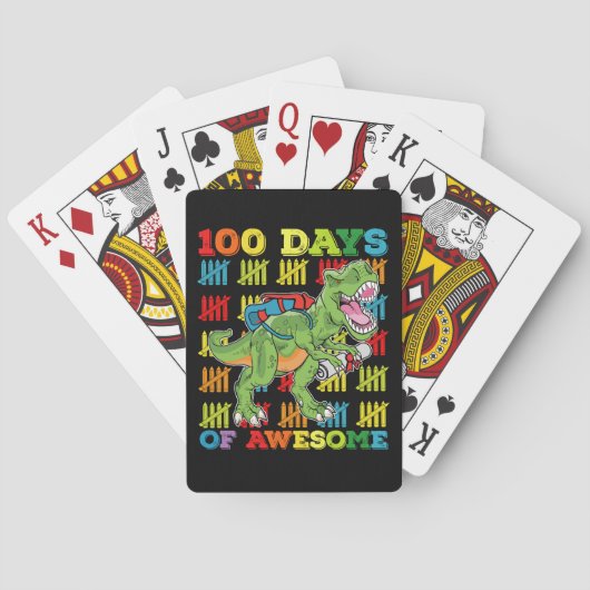Jeu De Cartes 100 Jours D'Étonnant T Rex Dinosaur 100ème École (dos)