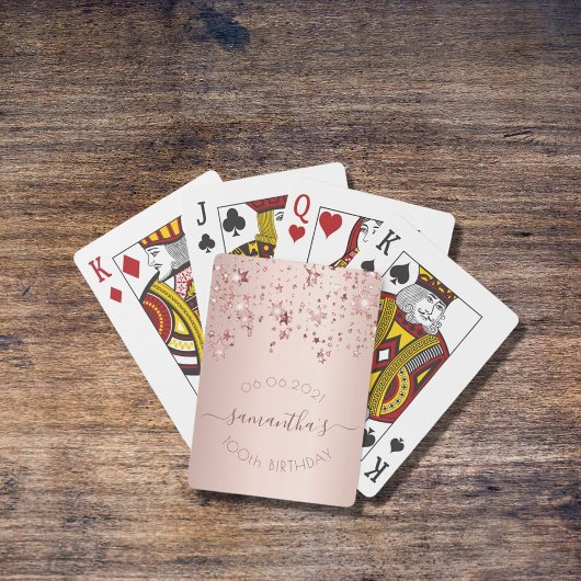 Jeu De Cartes 100e anniversaire rose or glittery étoiles glamour