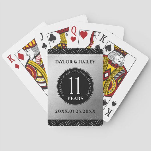 Jeu De Cartes 11ème anniversaire de Mariage en acier (dos)