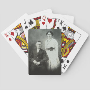 Jeu De Cartes 1914 M. & Mme Hill RPPC B&W Photo Couple Image