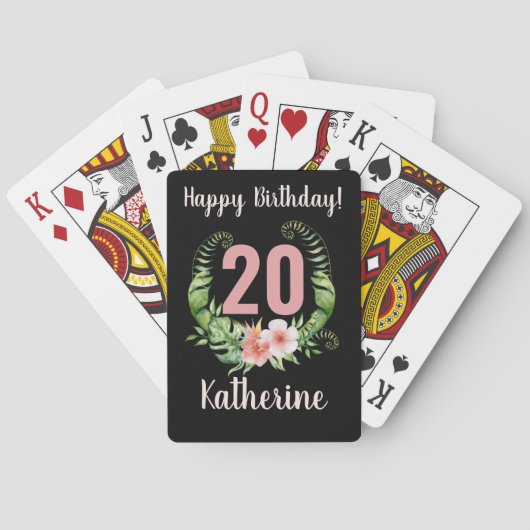 Jeu De Cartes 20e anniversaire floral noir (dos)