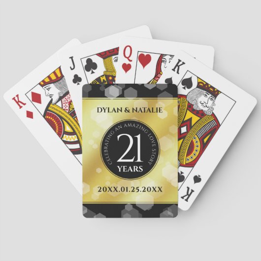 Jeu De Cartes 21ème anniversaire de Mariage en laiton (dos)