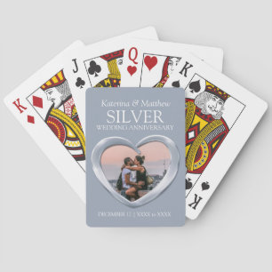 Jeu De Cartes 25e anniversaire Mariage d'argent photo du coeur