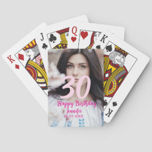 Jeu De Cartes 30e anniversaire ajouter nom date année photo blan