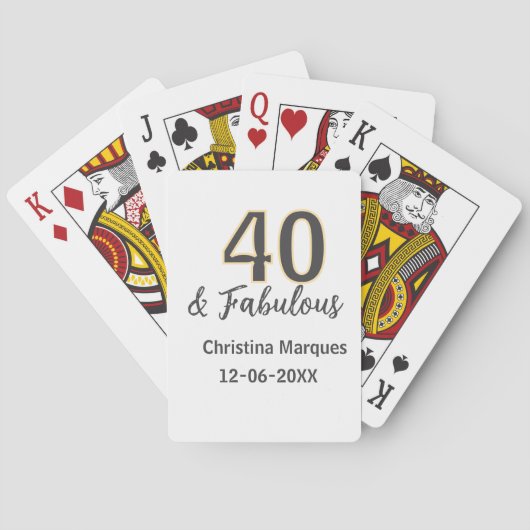 Jeu De Cartes 40 & merveilleux gris jaune calligraphie d'anniver (dos)