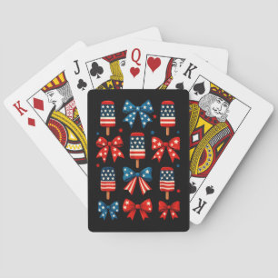 Jeu De Cartes 4 juillet Cute Popsicle Coquette Bow Patriotique