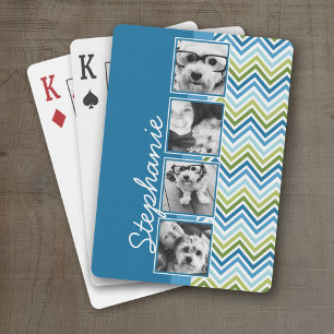 Jeu De Cartes 4 photos en collage - Chevron bleu et vert coloré