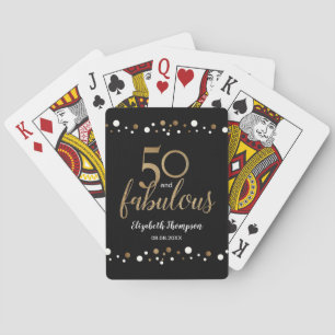 Jeu De Cartes 50 et fabuleux confetti d'or noir fête d'anniversa
