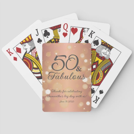 Jeu De Cartes 50 et fabuleux Elégant 50e anniversaire Keepsaké (dos)