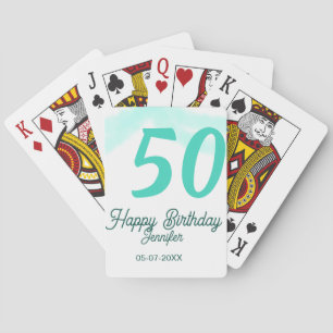Jeu De Cartes 50e anniversaire ajouter nom date année vert paste