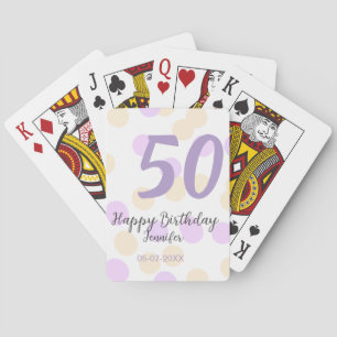Jeu De Cartes 50e anniversaire ajouter nom date violet orange po