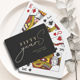 Jeu De Cartes 50e anniversaire de Mariage Gold Black Favors