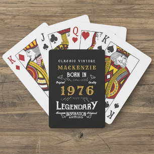 Jeu De Cartes 50e anniversaire Né en 1976 Légende Noir Or