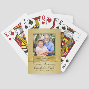 Jeu De Cartes 50e Wedding Anniversary Gold Damask Playing Cards