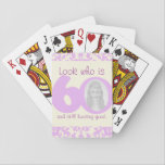 JEU DE CARTES 60<br><div class="desc">Fun look who is 60 and still looking young. Mesdames pink and damask add your own playing cards.</div>