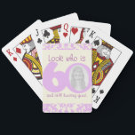 JEU DE CARTES 60<br><div class="desc">Fun look who is 60 and still looking young. Mesdames pink and damask add your own playing cards.</div>