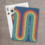 Jeu De Cartes 70 Ligne Inspiré Art Bleu Rouge Orange Arc Jaune<br><div class="desc">Un design bohème courbé avec un motif rayé et des formes circulaires aux couleurs de coucher de soleil jaune,  orange et rouge brique. Un design audacieux mais minimal avec une zone facultative pour ajouter du texte.</div>
