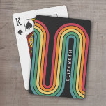 Jeu De Cartes 70 Ligne Inspiré Art Bleu Rouge Orange Arc Jaune<br><div class="desc">Un design bohème courbé avec un motif rayé et des formes circulaires aux couleurs de coucher de soleil jaune,  orange et rouge brique. Un design audacieux mais minimal avec une zone facultative pour ajouter du texte.</div>