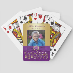 Jeu De Cartes 75e anniversaire Purple Gold Floral Playing Cartes