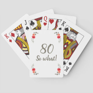 Jeu De Cartes 80e anniversaire drôle dire de l'aquarelle Floral 