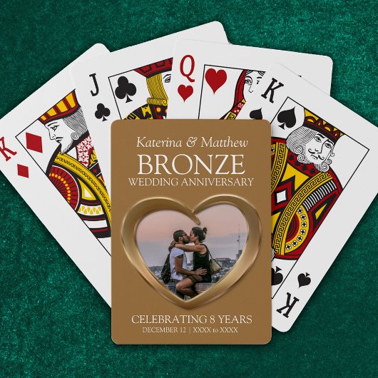 Jeu De Cartes 8e anniversaire Mariage bronze photo coeur