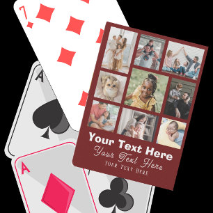 Jeu De Cartes 9 Photo Family or Collage With Text Burgundy