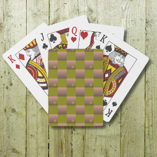 Jeu De Cartes à damiers motif en brun et vert olive