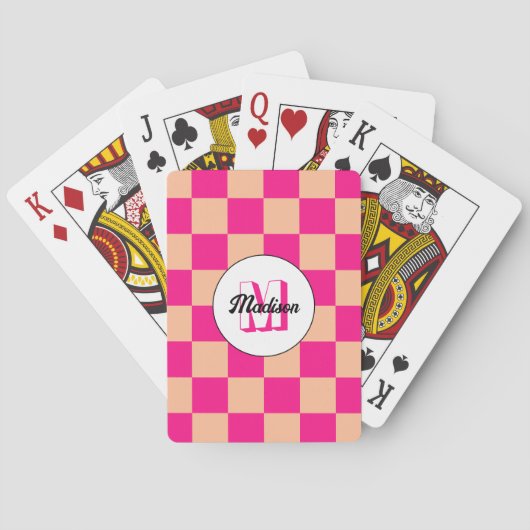 Jeu De Cartes à damiers pêche rose chaud rétro (dos)