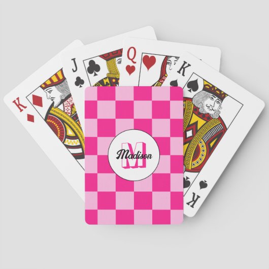 Jeu De Cartes à damiers rose chaud clair rétro (dos)