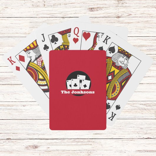 Jeu de cartes à jouer rouge avec monogramme person