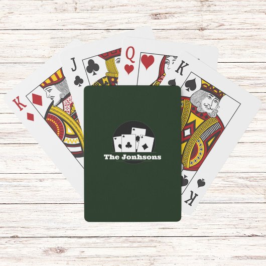 Jeu de Cartes à Jouer Vert Foncé avec Monogramme P