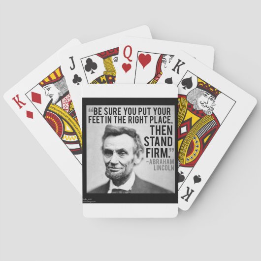 Jeu De Cartes Abe Lincoln et citation "Tenez ferme" (dos)