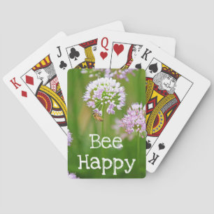 Jeu De Cartes Abeille avec violet Allium Garden Flower Motivatio