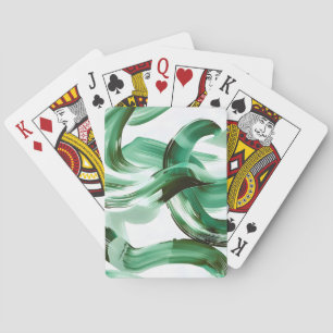 Jeu De Cartes Abstrait aux coups de pinceau verts minimalistes m