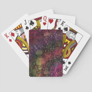 Jeu De Cartes Abstrait Coloré avec Cercles Noirs & Grunge