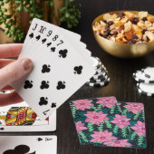 Jeu De Cartes Abstrait de fleurs rose et verte (In Situ)