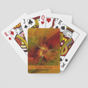 Jeu De Cartes Abstrait Red Orange Brown Green Art Flower Name