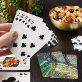 Jeu De Cartes Abstrait verts et bleus d'arbre sauvage (In Situ)
