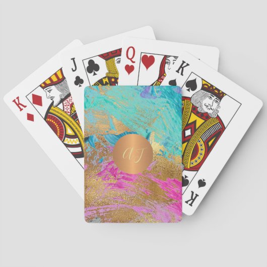 Jeu De Cartes Abstraite peinture acrylique cuivre or monogrammed (dos)