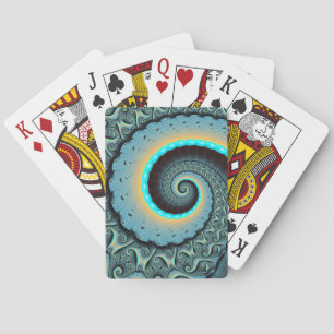 Jeu De Cartes Abstraite spirale d'art fractal bleu turquoise ora