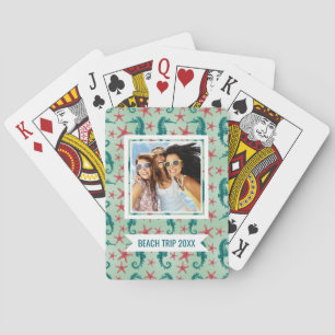 Jeu De Cartes Add Your Name Teal Seahorse Pattern