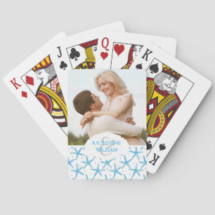 Jeu De Cartes Add Your Name Watercolor Blue Sea Stars Pattern