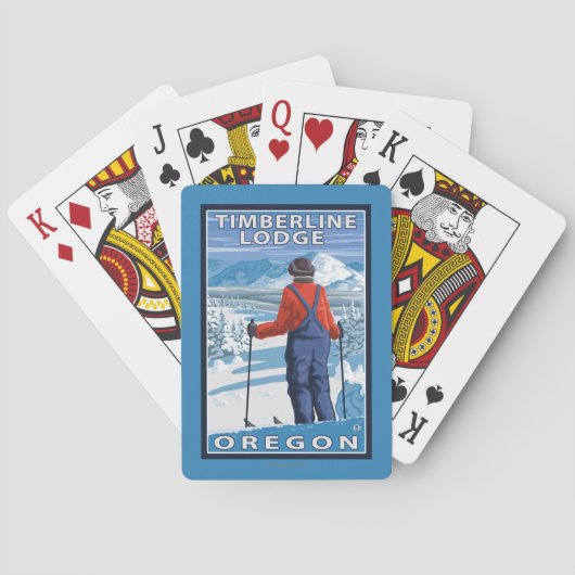Jeu De Cartes Admirer de skieur - loge de Timberline, Orégon (dos)