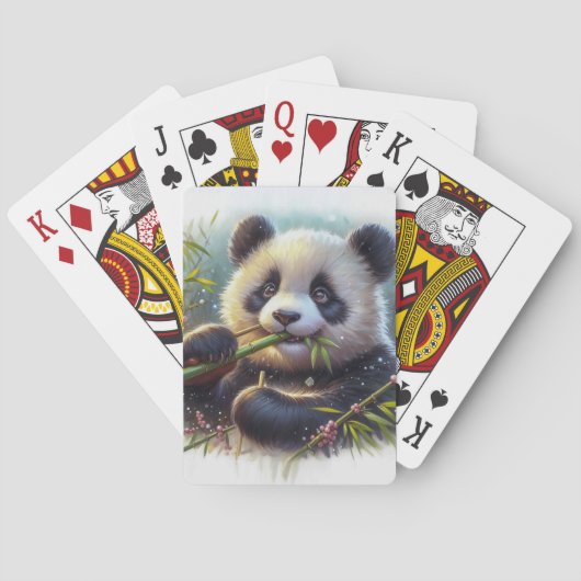 Jeu De Cartes Adorable Ours De Panda Mangeant Bambou (dos)