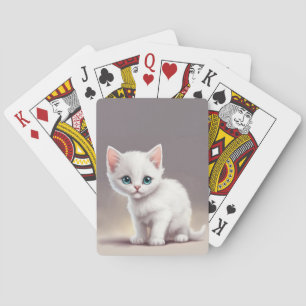 Jeu De Cartes Adorable petit chaton blanc