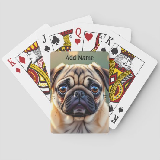 Jeu De Cartes Adorable Pug Close up | Cute Dog Personalized (dos)